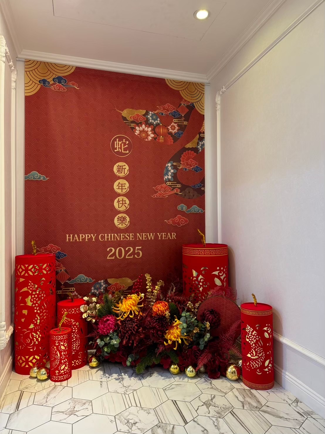 紅金色春節端景