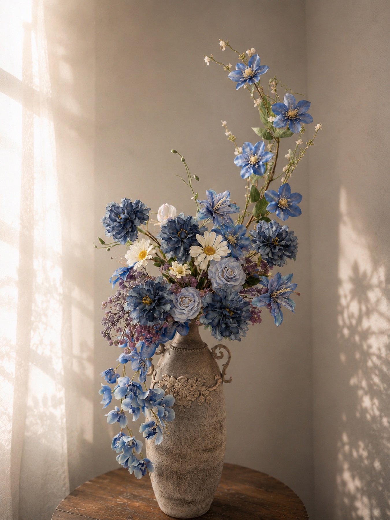 窗邊藍調花藝作品